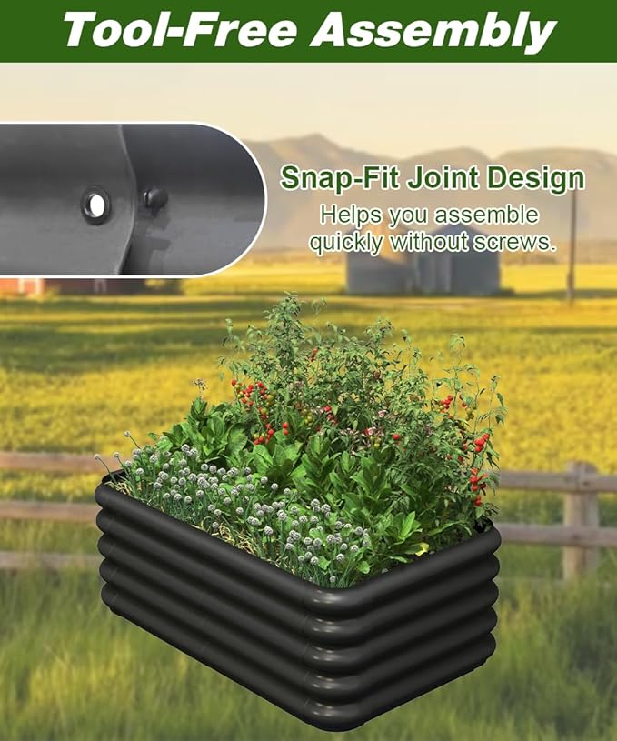 3.0x1.8x1.0ft Raised Garden Bed Kit for Outdoor, PP Material Planter Boxes, Large Garden Box Flower Bed with Easy Assembly, Gardening Containers for Vegetables, Flowers, Herbs, Black