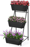Vertical Raised Garden Bed 3 Tier Elevated Garden Planters Stand Up Garden Planter Box with Drainage Holes for Outdoor Indoor Plants Herbs Flowers Vegetables Black