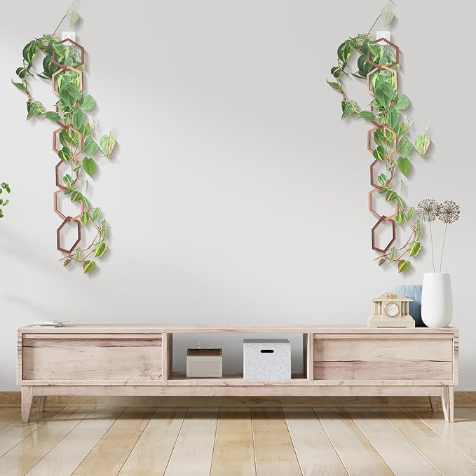 18Pcs Chain Trellis for Climbing Plants, Indoor&Outdoor Garden Wall Trellis, Plant Vine Support Wooden Potted Plant Trellis for Monstera, Pothos, Ivy