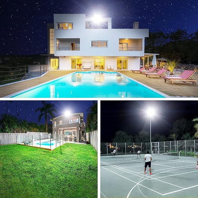 400W LED Stadium Flood Light Outdoor,2400W Equivalent 50500LM 5000K Daylight White Super Bright FloodLight with Plug,85-277V IP66 Waterproof Commercial Lighting for Sports Fields,Counts,Arena