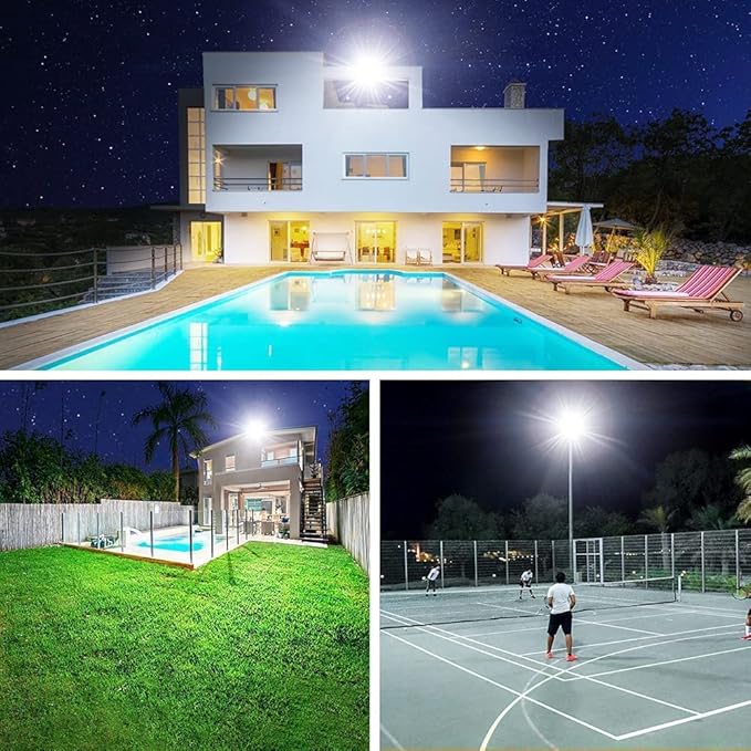 2 Pack 800W LED Flood Light Outdoor,3750W Equivalent Super Bright FloodLight with Plug,88500LM 5000K Daylight White IP66 Waterproof Commercial Lighting for Sports Fields,Counts,Arena,Stadium