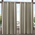Exclusive Home Canopy Stripe Indoor/Outdoor Grommet Top Curtain Panel, 54"x108", Taupe / Sand, Set of 2
