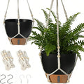 Self-Watering Hanging Planters for Indoor Plants Set 2-Piece Includes Plant Hanging Pot, Drainage-Hole Hanging Pot, and Hanging Basket Rack (10 Inches, Black)