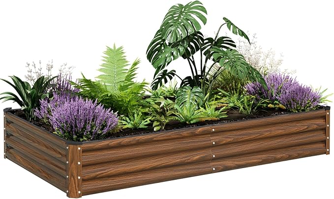 SnugNiture Galvanized Raised Garden Bed 6x3x1FT Outdoor Large Metal Planter Box Steel Kit for Planting Vegetables, Flowers