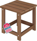 LZRS Adirondack Square Outdoor Side Table for Patio, Pool Composite Patio Table,HDPE End Tables for Backyard,Pool, Indoor Companion, Easy Maintenance & Weather Resistant(Brown)