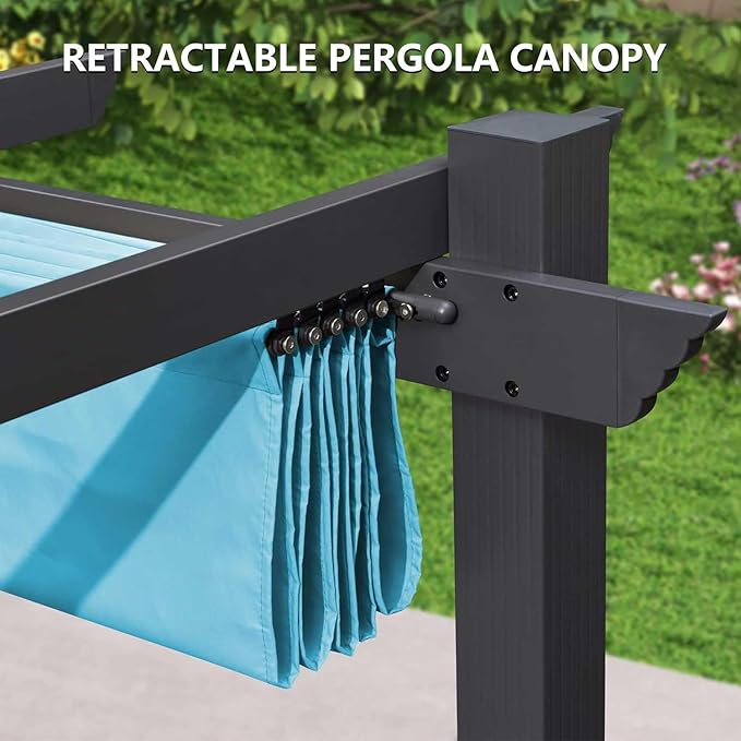 Pergola Shade Cover Replacement Canopy Top Compatible with 10 X 10 ft 6-Bar Pergola Frames - Turquoise Blue (Canopy Size 116" W x 95" L, Canopy Top Only)