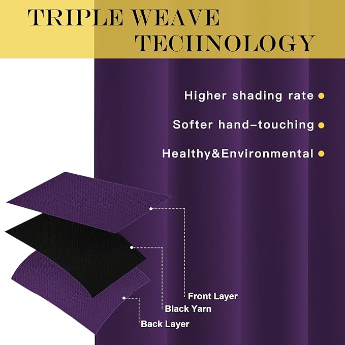 NICETOWN Privacy Room Divider Curtain Thermal Blackout Curtain for Patio Door, Living Room, Bedroom Partition and Shared Office Space, 1 Grommet Panel, Royal Purple, 100 inch x 108 inch Long