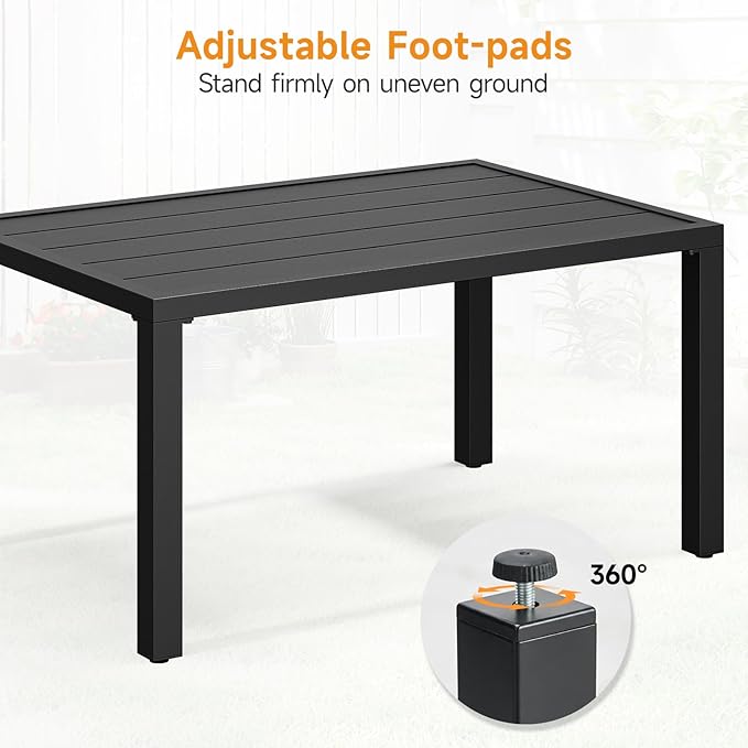 ONBRILL Outdoor Metal Coffee Table, 36 Inch Patio Black Coffee Table for Porch, Backyard, Poolside, Balcony