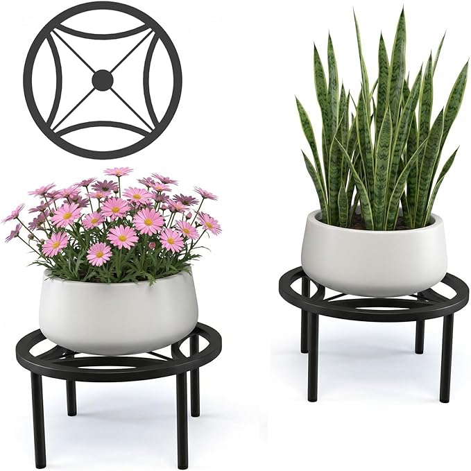 TOSKING 2-Pack Plant Stands - Heavy Duty Low Plant Stand, No Assembly Required Risers for Potted Plants Indoor and Outdoor, Ready to Use(10.24" Diameter)