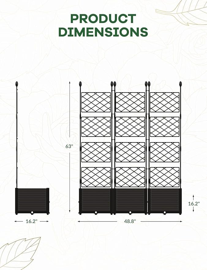 IDEALHOUSE Raised Garden Bed Kit with Trellis, Vertical Metal Planter Box for Small Space, Balcony Privacy Screen for Climbing Plants & Flowers, Patio Vertical Gardening Solution, Black