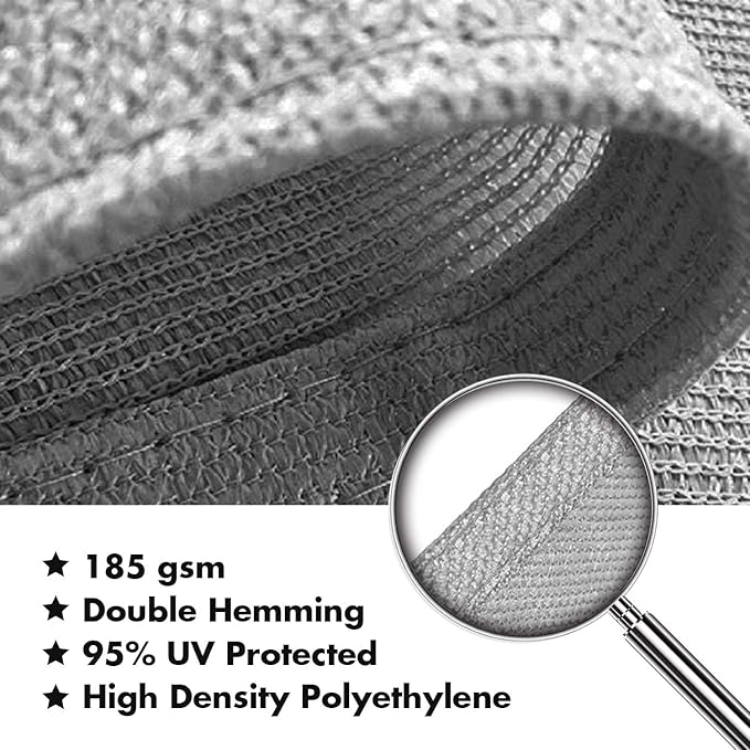 KANAGAWA Sun Shade Sail Curved 24'X24' Grey Rectangle Outdoor Shade Cover UV Blovk Canopy for Patio Garden Backyard Heavy Duty Permeable 185GSM (We Make Custom Size)