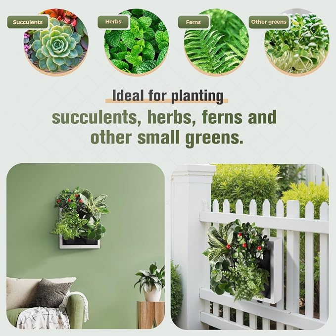 Wall-Mounted Vertical Garden Planter – Ready-to-Use Indoor Wall Planter with 4 Grow Pots – Perfect for Herbs, Succulents & Flowers – No Assembly Required (White)
