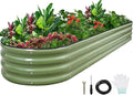1MORE Galvanized Raised Garden Bed- Planter Garden Boxes Outdoor, Raised Beds for Gardening,8x2x1ft Metal Garden Bed Kit for Vegetables Flower, Planter Raised Beds with Tools.Green