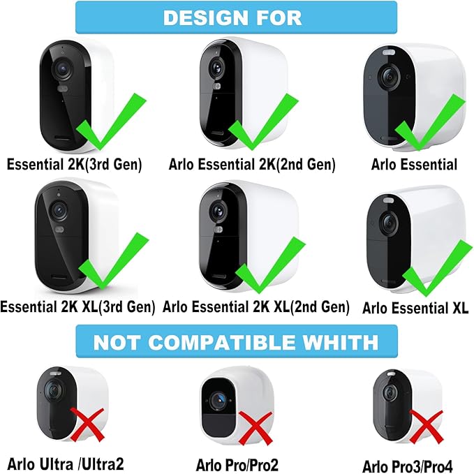 Solar Panel for Arlo Essential/XL Spotlight Cam (1st Gen), Essential 2K/2K XL (2nd Gen，3rd Gen), with 13FT Micro USB & Type-C Cables, 360° Adjustable Aluminum Mount, 2 Pack