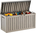 DRATO 80 Gallon Large Deck Box, Outdoor Storage Box for Patio Furniture, Patio Cushions, Gardening Tools, Pool Supplies 480lbs Weight Capacity,Waterproof Resin Storage Boxes（Gray，80 Gallon）