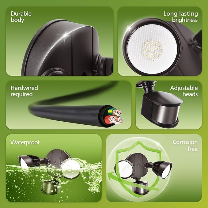 Philips 44W 4200 lm LED Security Light Outdoor w/PIR Motion Sensor, 5000K Daylight Flood Light, Waterproof, Dusk to Dawn, 2 Heads, 4 Modes