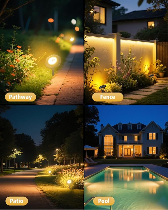 CORESLUX Solar Spot Lights Outdoor Waterproof IP68, 3-in-1 LED Warm Light Solar Landscape Lights, 2 Light Modes Landscape Path Lights for Outside Garden Yard Pond Pathway