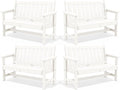 SERWALL Outdoor Bench, HDPE Outdoor Benches Weatherproof, 2-Person Garden Bench with 660 lbs Weight Capacity, Patio Benches for Outdoors, Garden, Porch, Backyard and Park, White, 4 Pack