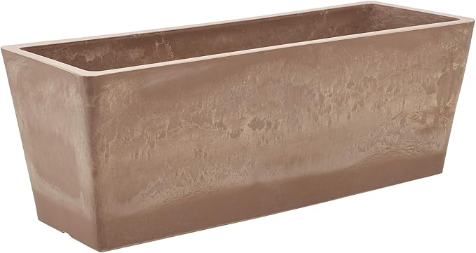 Arcadia Garden Products PSW U45TP Plastic/Stone/Wood Composite Simplicity Window Box, No Drainage Hole (Drillable), 17.5" x 7" x 6", Taupe