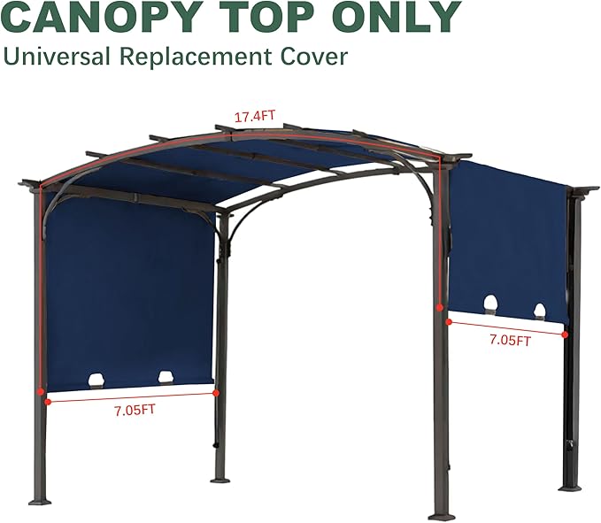 85''x 208'' Universal Doubleton Steel Pergola Replacement Cover for Pergola L-PG080PST, (Navy Blue)