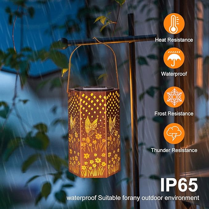 2 Pack Hummingbird Solar Lanterns Outdoor Waterproof - Mothers Day Gifts for Mom Grandma, Birthday Gifts for Women, Solar Lights Outdoor Garden Decor for Outside