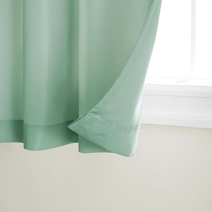 TOWN & COUNTRY BASICS Cabana Solid Heavyweight Indoor Outdoor Curtains, Light Filtering Opacity with Grommet Top, Water Repellent, 2-Pack Set, 54"x96", Seafoam
