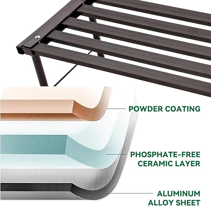Metal Plant Stand, Rust-proof Aluminum Flower Pot Stand, Heavy Duty Planter Display Shelving for Patio Balcony Garden Living Room Decorative (Ebony, 23.6 Inch)