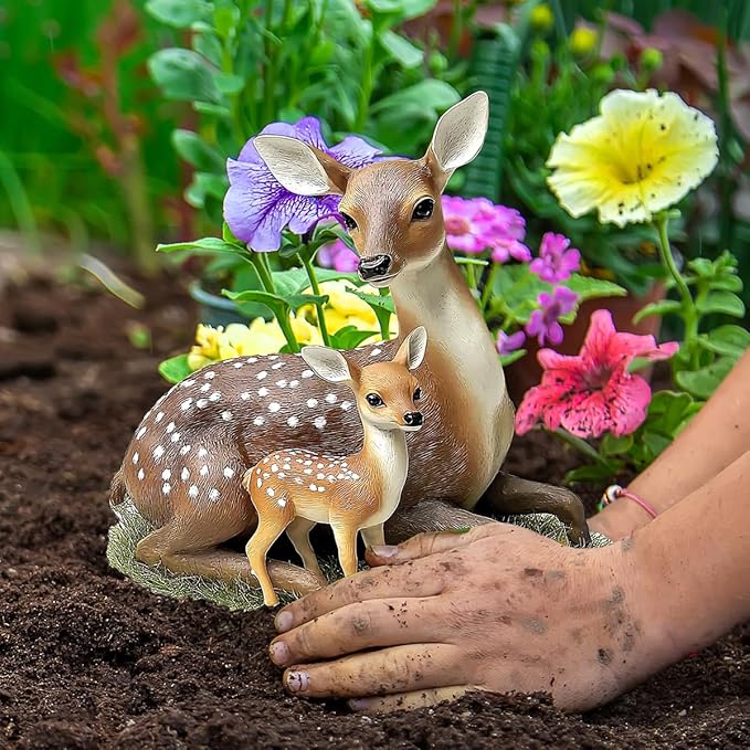 Fairy Garden Stake Decor, Acrylic 2D Garden Fairy Decoration, Fairy Garden Accessories for Outdoor Indoor Yard Lawn Pot Plants (Deer-Garden)