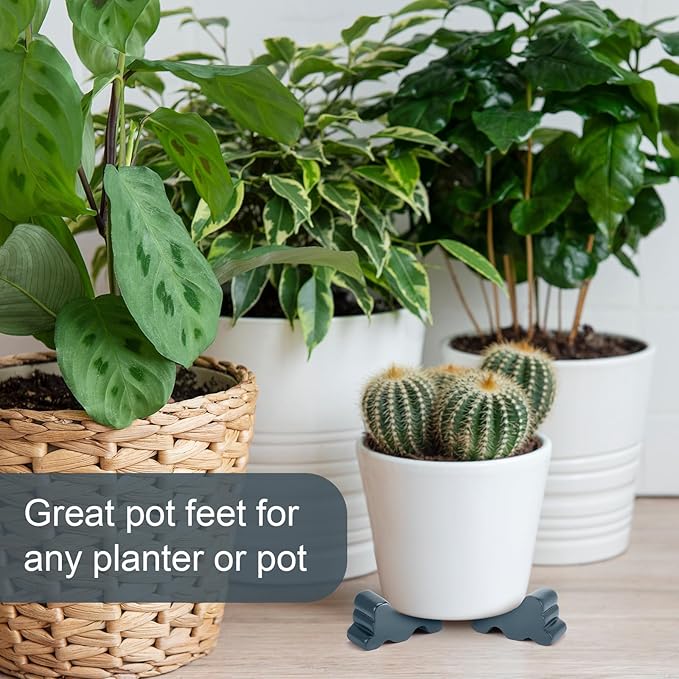 Kigeli 6 Pcs Resin Garden Pot Feet for Outdoor Planters 3 Inch Long 1.5 Inch Tall Flower Handmade Elevator Plant Feet Frost Proof Lifter for 14-20 in Pot(Blue Gray)