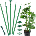 Extendable Plant Stakes,Adjustable Length from 17.9IN to 42.3IN Monstera Support Stakes with Clips,Sturdy Plant Stakes for Indoor Outdoor,Garden Sticks for Tomato,Orchid,Climbing Plants- 5Pack