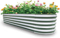 Gardmax Galvanized Raised Garden Bed, Lightweight Planter Boxes Outdoor with Easy Assembly, Large Garden Bed for Vegetables, Fruits, Flower Silver 8FT