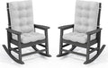 SERWALL Oversized Outdoor Rocking Chair Set of 2, HDPE Rocker for Adults, Patio Rocking Chairs for Porch, Grey