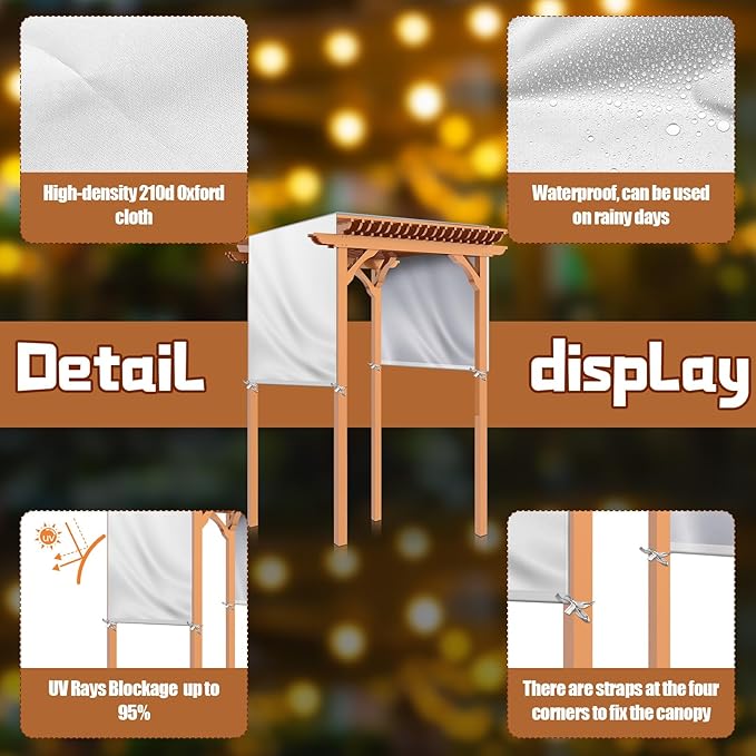 Universal Pergola Replacement Canopy Outdoor Canopy Shade Cover Waterproof Shade Top Cover for Outdoor Patio Porch Backyard(16 x 7 ft,Beige)