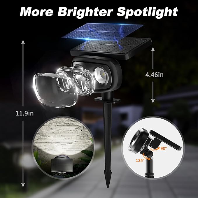 Solar Spot Lights Outdoor Waterproof IP68, RGB Colors Changing Solar Lights with 4 Lighting Modes, Solar Powered Lights Outdoor for Garden Yard Pathway Landscape (4Pack)