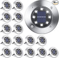 LYHOPE Solar Ground Lights Outdoor, 16 Pack 8 LED Solar Disk Lights Waterproof Garden In-ground Pathway Light Landscape Lighting for Lawn,Yard,Deck,Patio,Walkway (White)