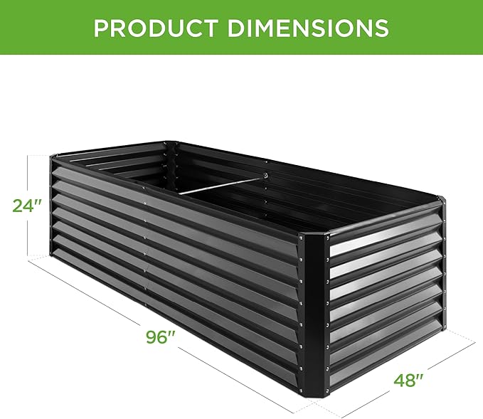 Best Choice Products 8x4x2ft Outdoor Metal Raised Garden Bed, Deep Root Planter Box for Vegetables, Herbs & Flowers, 478-Gallon Capacity, 100% Non Toxic Materials - Gray