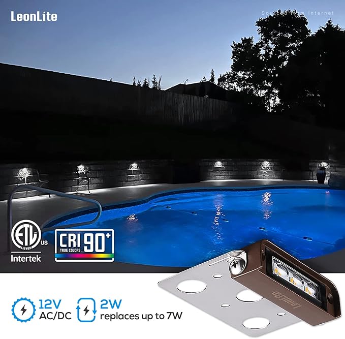 LEONLITE 8-Pack Premium Series 4 Inch 2W LED Retaining Wall Lights Swivel, Hardscape Lighting Low Voltage, LED Landscape Lights, 12V Hardscape Paver Light, Outdoor Step Light, 5000K Daylight, ETL