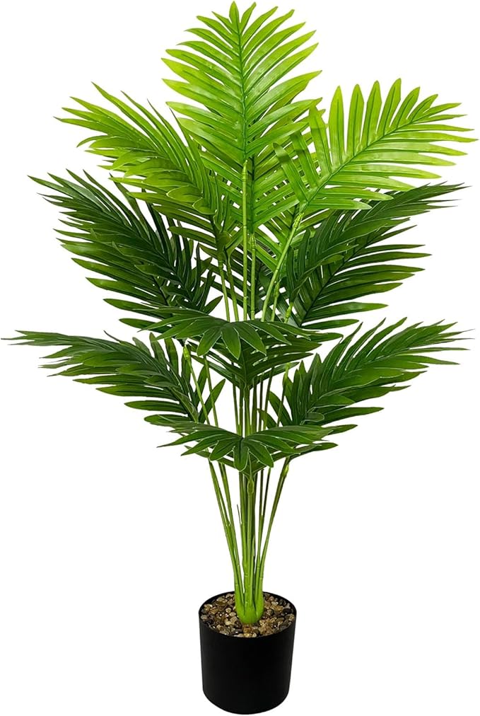 Artificial Plants in Pots Large Fake Tree Floor Faux Tropical Plants Decorative Greenry House Potted Tall for Home Office Living Room Decor Indoor Garden Outdoor (80cm Tall Palm)