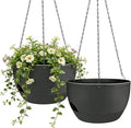Set of 2-8 Inch Self Watering Hanging Planters for Indoor Outdoor，Hanging Plant Pots with Drainage & Removable Tray, Hanging Pots Holder for Ivy, Pothos, Ferns, Balcony & Patio, Black