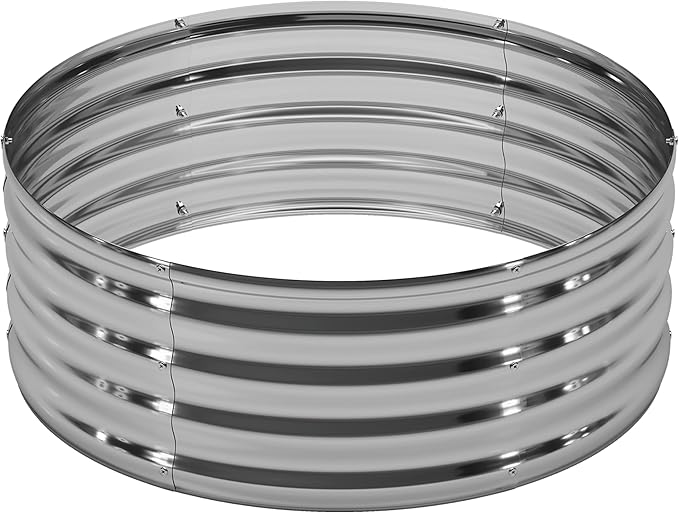 2x2x1.3FT Galvanized Raised Garden Bed Kit,Vegetable Boxes-Round Metal Flower Box,Large Planter Raised Beds Outdoor Garden for Planting,Fruit,Herb-Silver