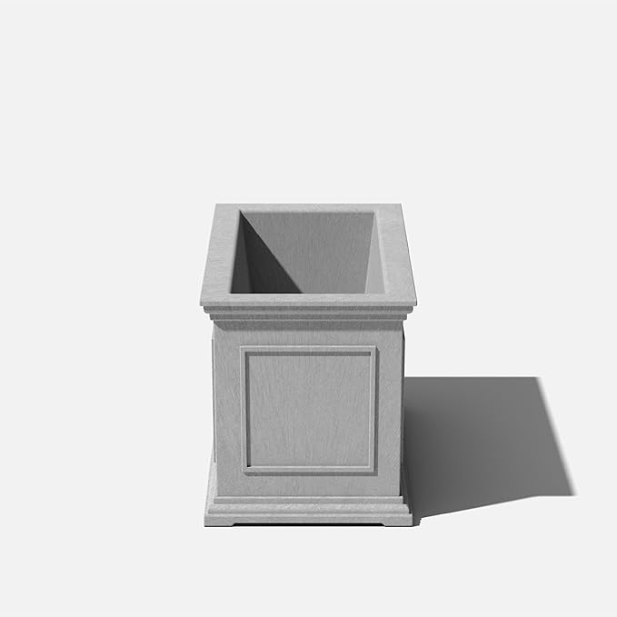 Veradek Brixton Series Large Plastic Planter - Gray, Outdoor, All-Weather Resistant, Dimensions 17.5"H x 16"W x 32"L, Classic Estate Design for Flowers, Trees, Shrubs
