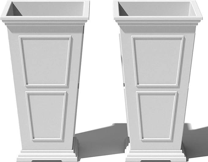 Veradek Fairmont Tall Plastic Planter - Large Outdoor Planter for Front Porch | Crack Resistant All-Weather Use | Classic Estate Design for Tall Plants, Flowers, Trees