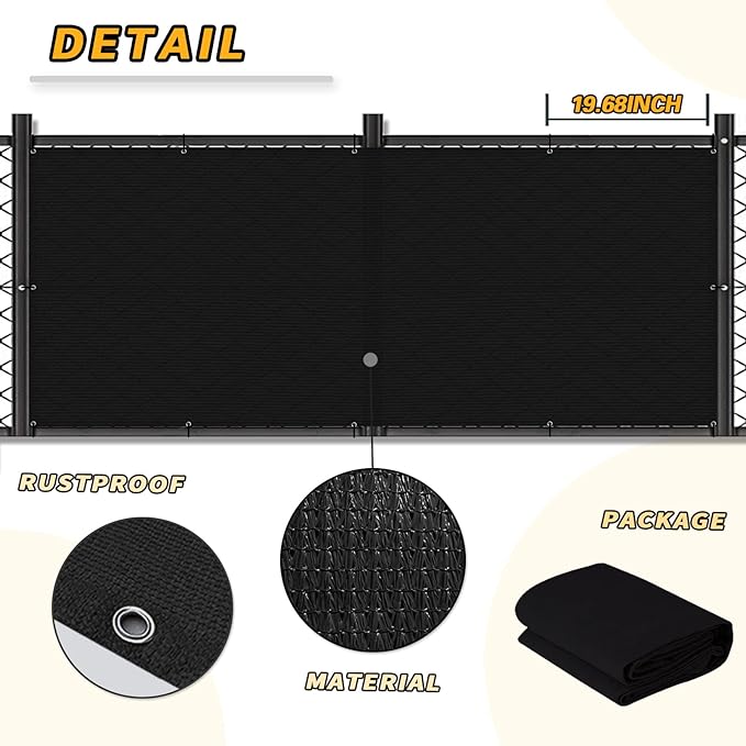 LOVE STORY 3'x6' Black Balcony Screen Privacy Fence Cover UV Protection (HDPE) Weather-Resistant 3 FT Height Shield for Deck, Patio, Backyard, Outdoor Pool, Porch, Railing