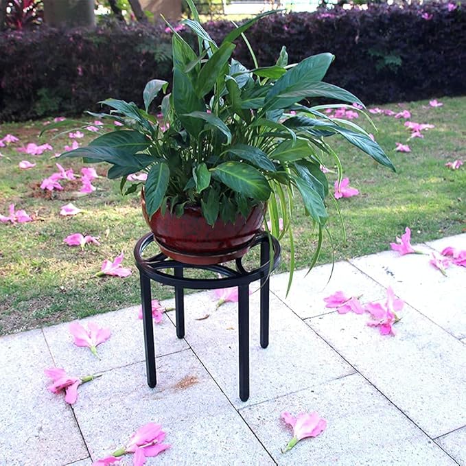 Zhongma Set of 3 Fully Assembled Metal Plant Stand for Heavy Potted Plant for Home Indoor and Outdoor, 220 LBS Capacity & Heavy Duty Construction, Sturdy Plant Riser without Installation Required