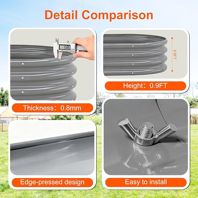 Raised Garden Bed Outdoor 2 Sets Oval Large Coating Metal Planter Box with No Heavy Metal for Vegetables, Flowers, Herbs