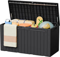 Greesum 110 Gallon Outdoor Storage Box with Lockable Lid, All-Weather Solution for Patio Furniture, Pool Supplies & Garden Tools, Waterproof, UV-Resistant Large Deck Box, Black