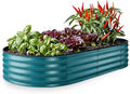Plant & Plot Galvanized Raised Garden Beds Outdoor // 6×3×1 ft Planter Raised Beds for Gardening, Vegetables, Flowers // Large Metal Garden Box // Patented Tool-Free Design (Turquoise)