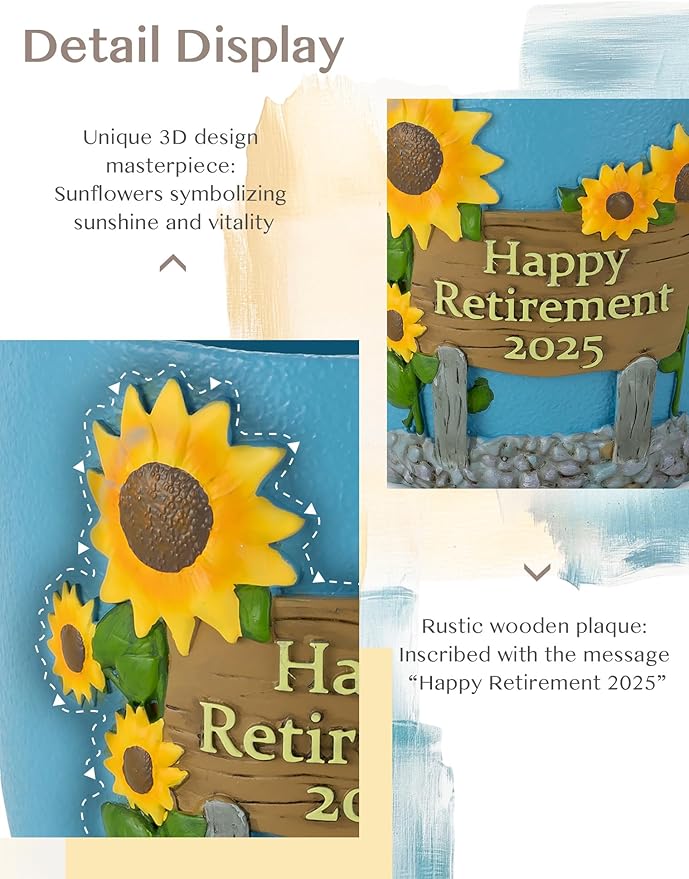 Retirement Gift for Woman: Happy Retirement Gift 2025 - Hand-Painted Plant Pot for Unique Retired Gifts or Retirement Party Decorations - Succulent Planter with Drainage 5.3 inch