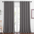 NICETOWN Blackout Grey Curtains Panel for Doorway Room Darkening - Noise Reducing Thermal Insulated Solid Ring Top Blackout Window Drapes for Farmhouse (1 Panel, 66 x 90 Inch, Gray)