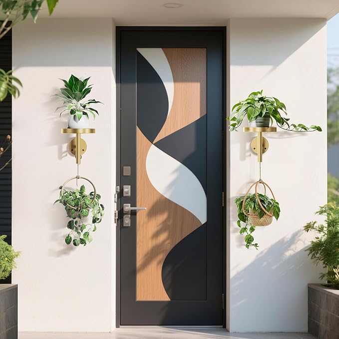 YUOROS 3 Pack Wall Plant Holder Stand Wall Planters for Indoor Plants Hanging Window Plant Hanger Decor (Gold)